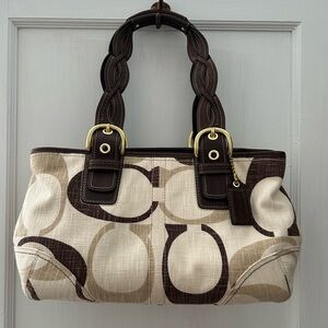 Authentic Coach Brown and Cream Satchel Handbag